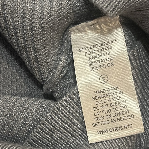 Cyrus Womens S Sweater Knit Gray Blue Sleeve Batwing Crew Neck Herringbone - Picture 6 of 6